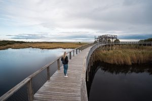 A young woman on the Pärnu hiking trail.