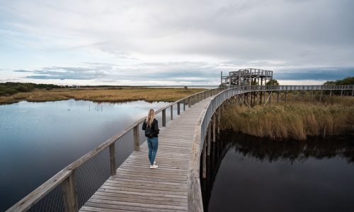 A young woman on the Pärnu hiking trail.